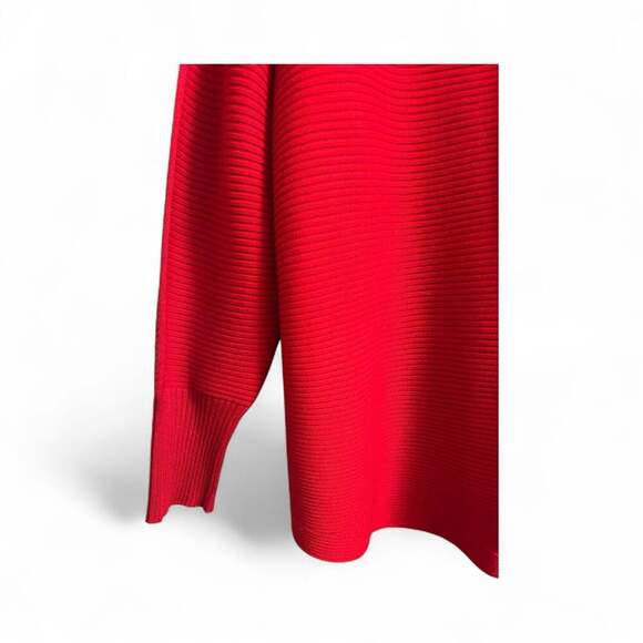 CYRUS Women's Plus Size Cowl Neck Tunic Sweater Red Waffle Knit - Picture 3 of 4